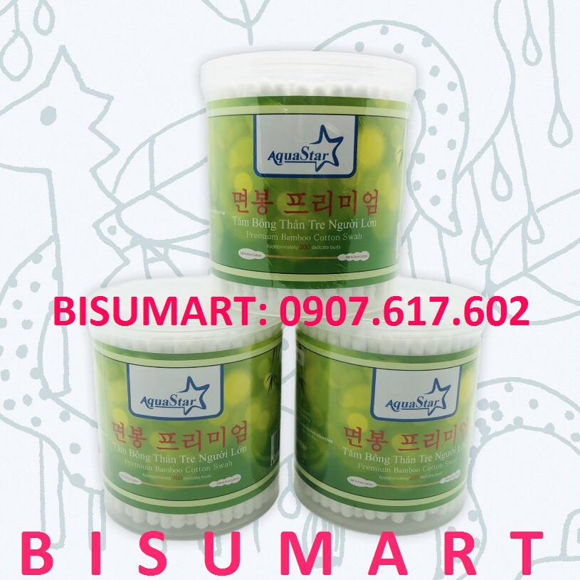 Tăm bông, Bông ráy tai lõi cây Trúc cao cấp AquaStar (HỘP 200 que)