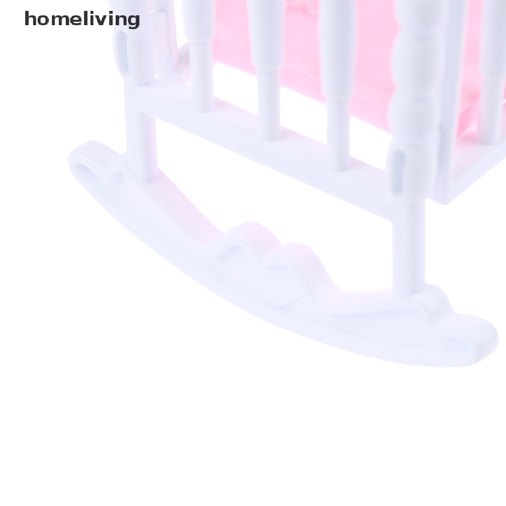 Nôi Em Bé Màu Trắng Hồng Nhạt Trang Trí Nhà Búp Bê