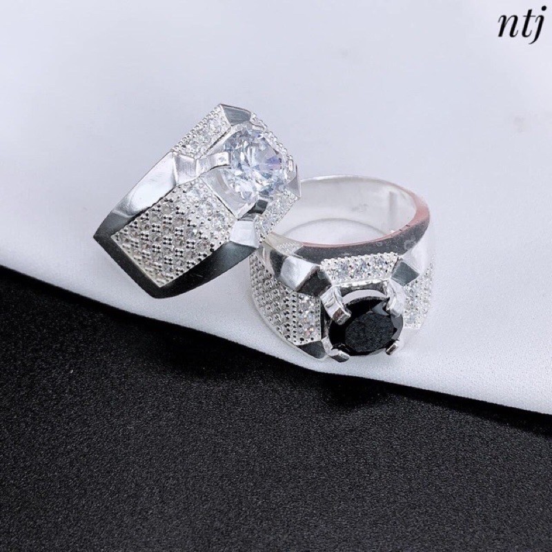 Nhẫn bạc ta nam ổ đá chủ 8 ly cao cấp-Minh Tâm Jewelry