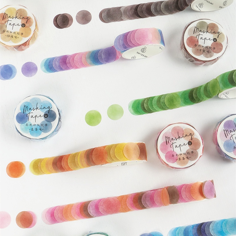 Cuộn 100 Nhãn Dán Tròn Nhiều Màu Trang Trí Sổ Tay DIY