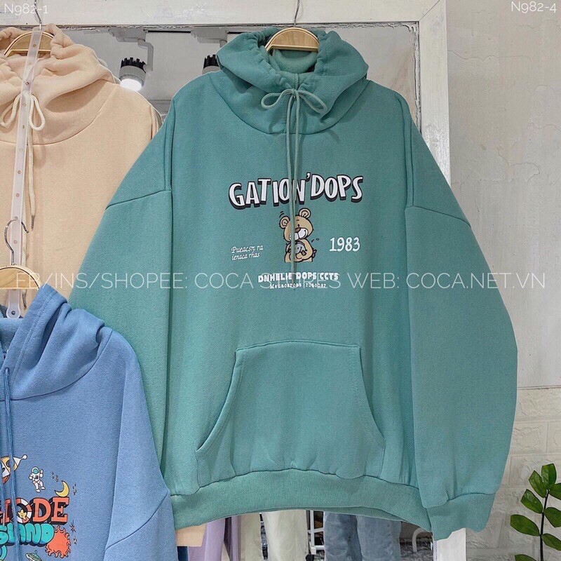 Áo Hoodie Gấu 1938 Dáng Basic 🦋 Áo Nỉ Dáng Rộng Khóa Kéo Kèm Mũ 🦋( Có Ảnh Thật)