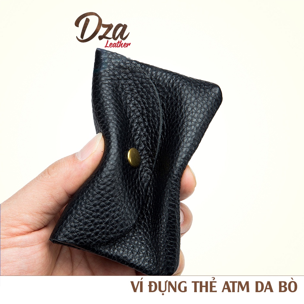 Ví dựng thẻ ATM da bò lớp 1 đơn giản mini cho cả nam và nữ Dza leather