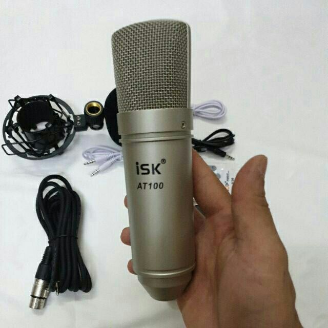 Combo trọn bộ livestream mic ISK AT-100 và sound card V10 bản quốc tế điều kiển từ xa