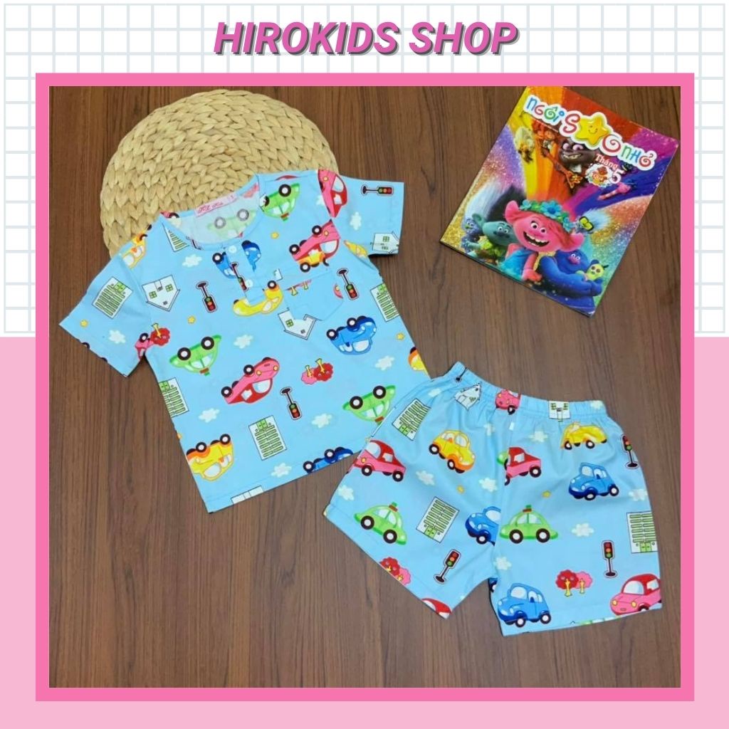Đồ bộ Pijama Kate mặc nhà bé trai tay ngắn quần đùi nhiều họa tiết đẹp (12-32kg)