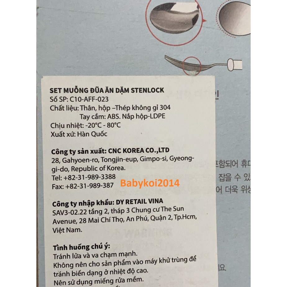Sét thìa đũa Inox có hộp STENLOCK Hàn Quốc cho bé