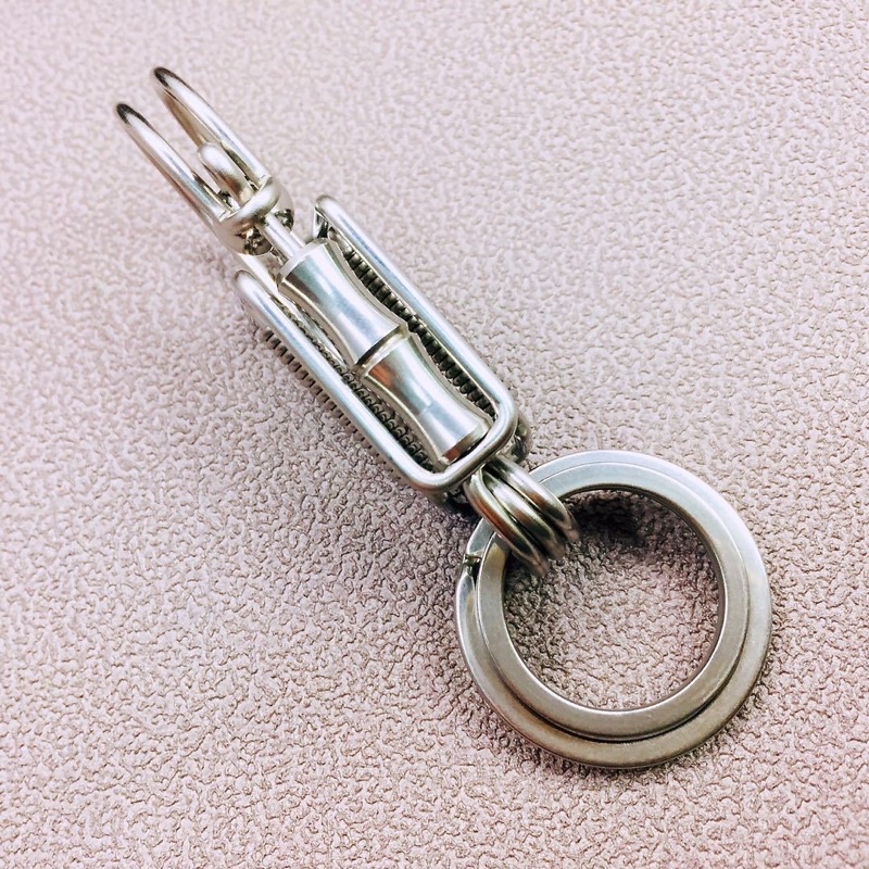 Móc khoá thủ công inox 304 phối đốt tre hoàn toàn bằng inox bảo hành dài hạn