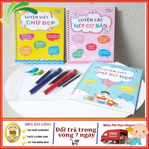 BỘ 3 VỞ LUYỆN VIẾT TỰ XÓA CHO BÉ - GIÚP BÉ TẬP VIẾT DỄ DÀNG, ĐẸP VÀ TIẾT KIỆM HƠN