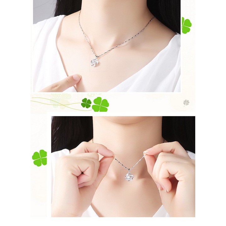 Dây chuyền nữ S925 Four Lesf Clover đính đá Zircon tinh tế