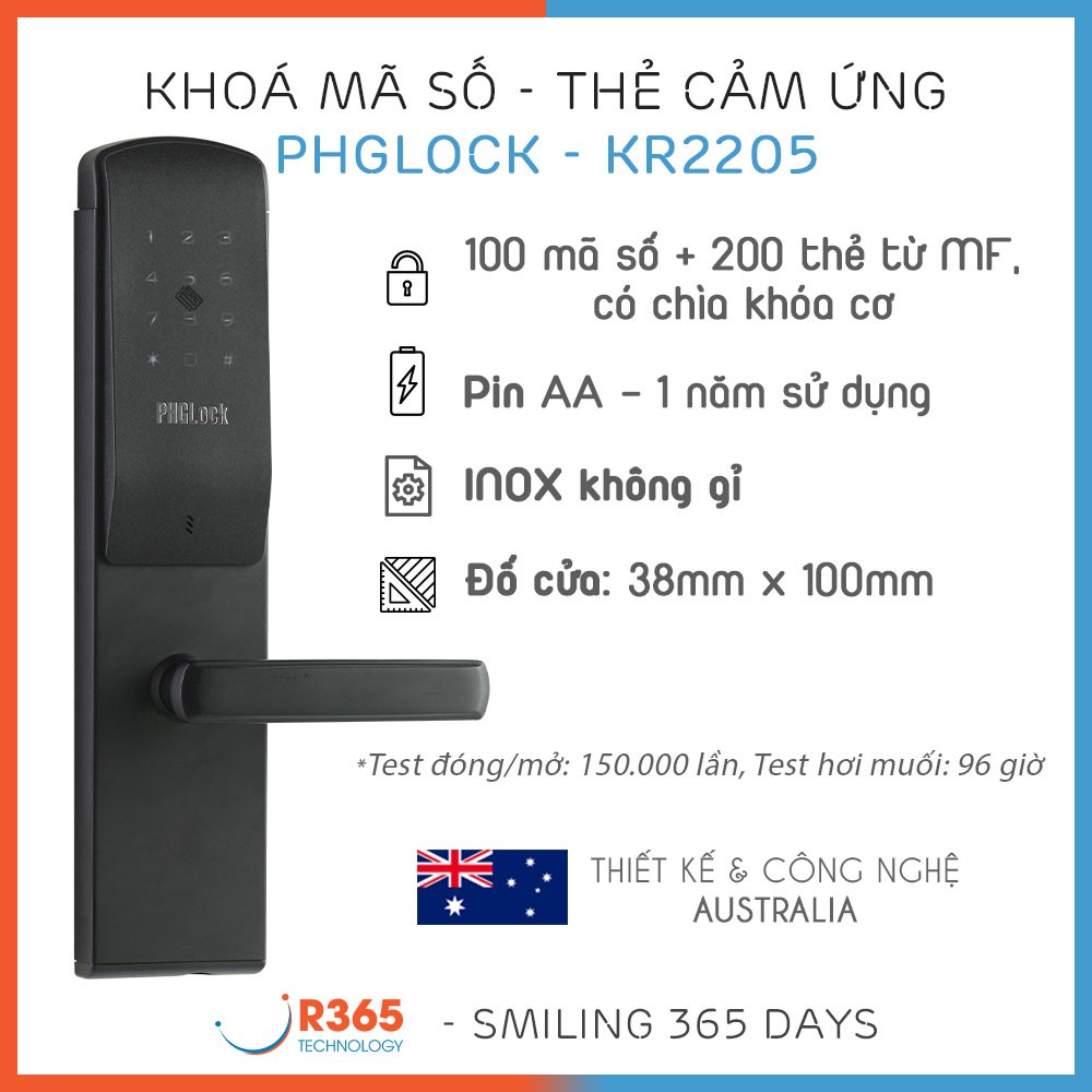 Khoá Cửa Dùng Mã Số, Thẻ Từ MF Đố Cửa 38mm - PHGLOCK KR2205