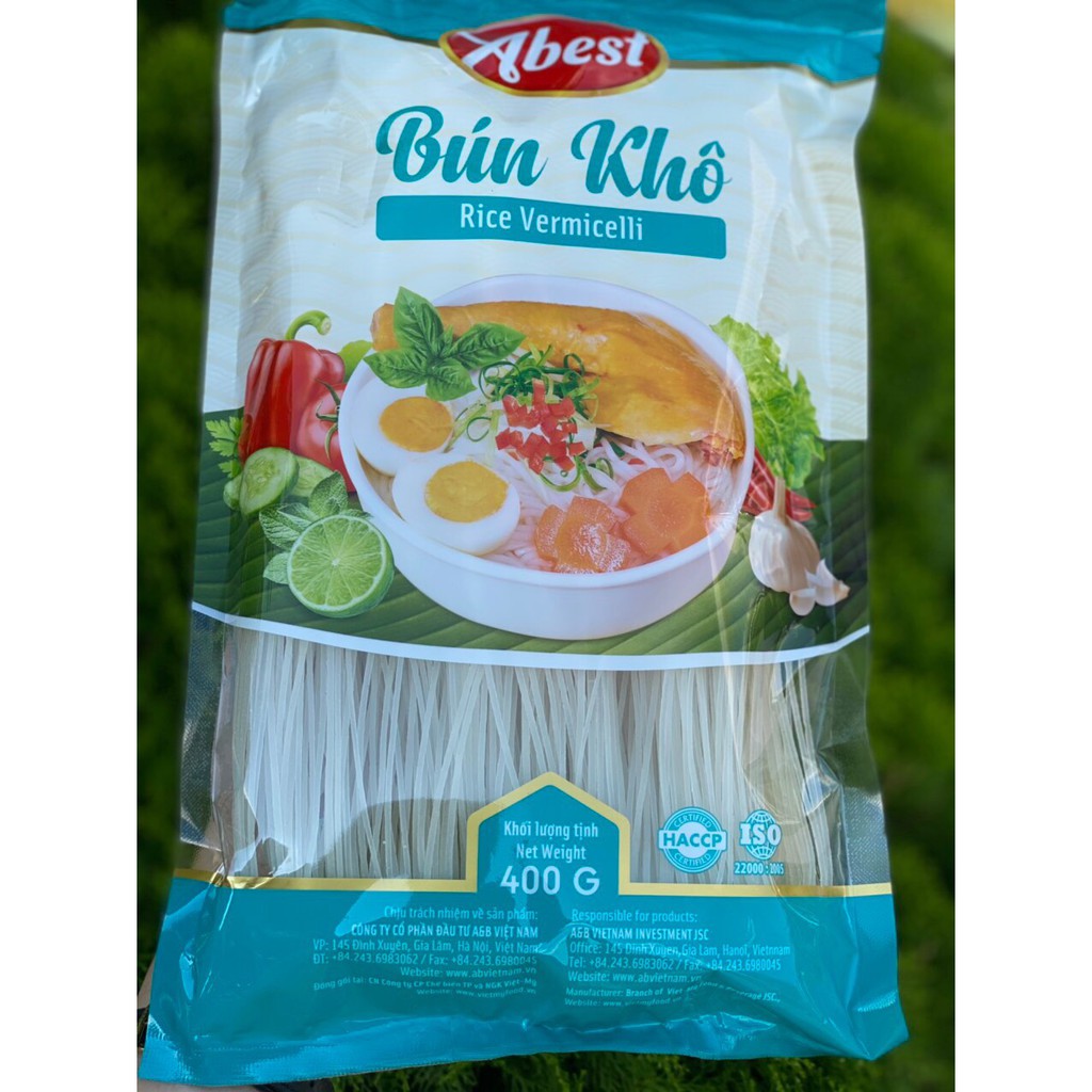 Bún khô ABEST gói 400G /Bún tươi Hữu cơ/Không phụ gia thực phẩm/không chất bảo quản