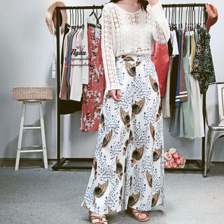 Áo Ren Móc Quần Lưng Cao Họa Tiết Boho