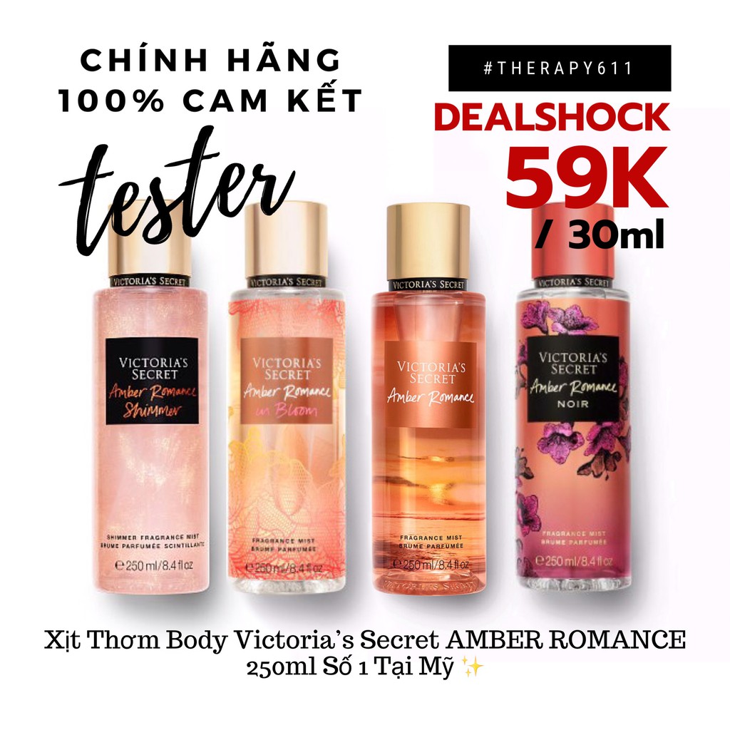 ✪Xịt Dưỡng Thể Body Mist Victoria’S Secret "Amber Romance Collection 10ml ✪