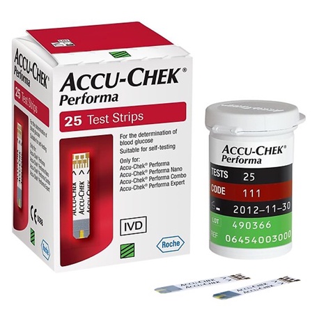 Que test đường huyết Accu-Check lọ 25 que - Made in USA
