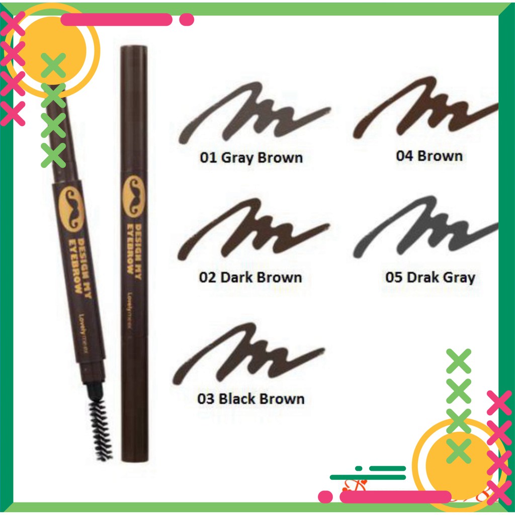 [FREE SHIP] Chì kẻ lông mày 2 đầu Design My EyeBrow- mẫu số 2-màu Dark Brown