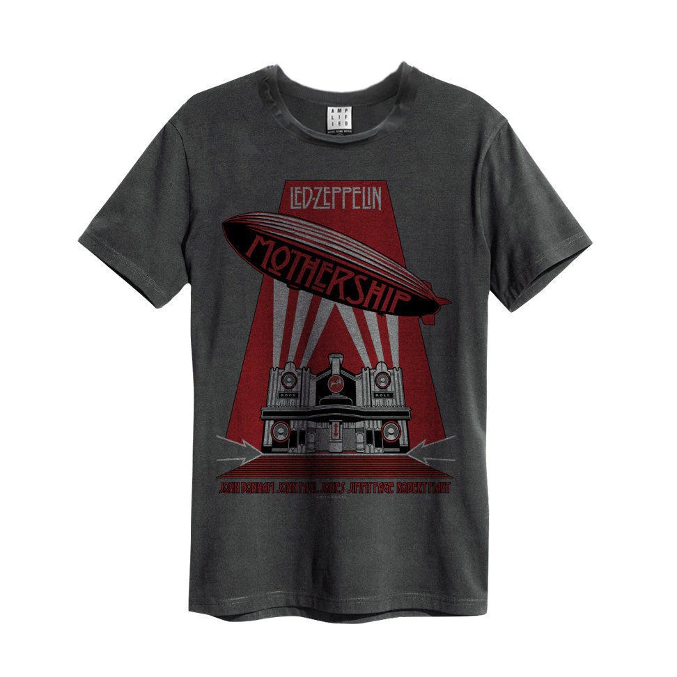 Classic wild style tshirts Amplified Led Zeppelin Keep warm Mothership Charcoal large size men shirt T8048 Christmas present