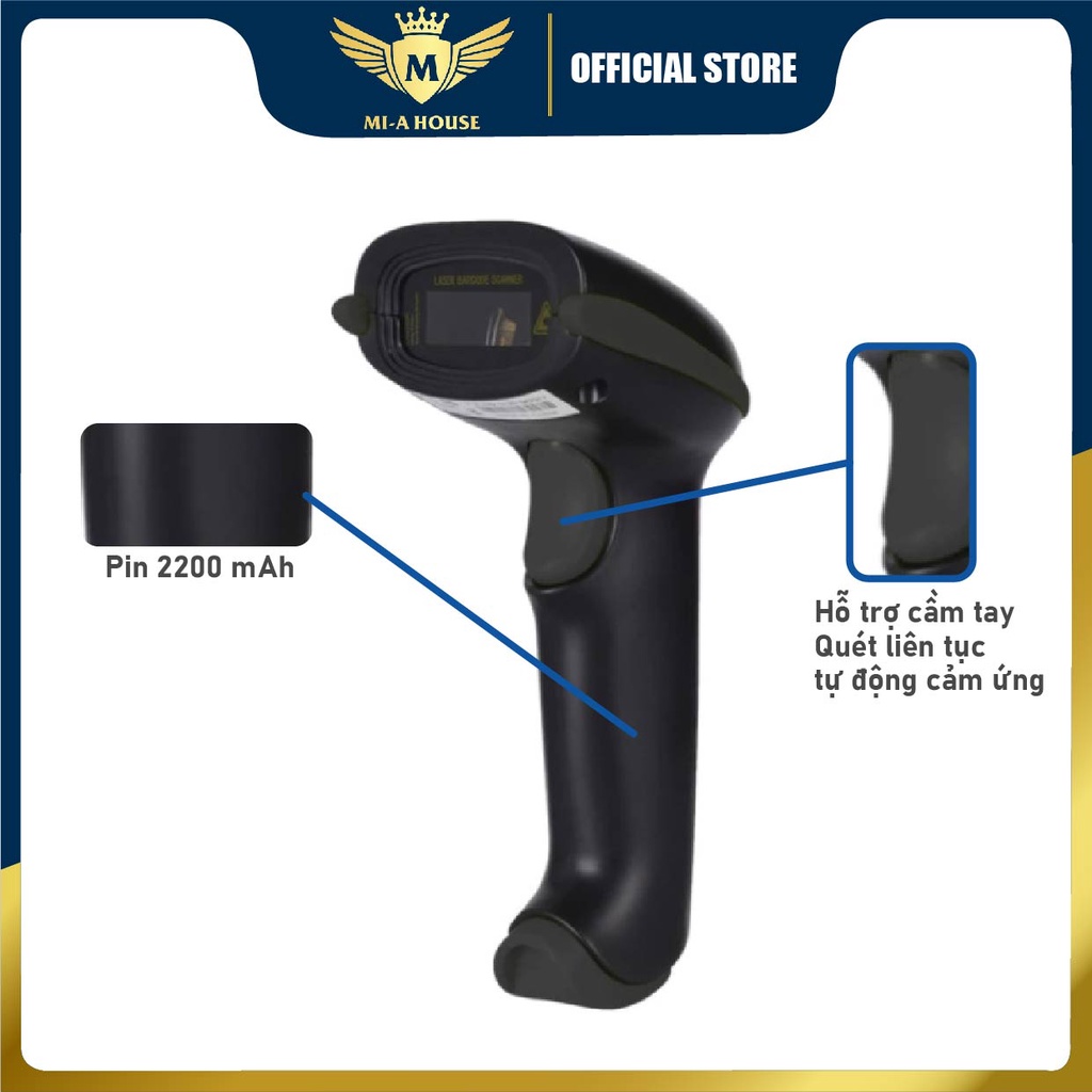 Máy quét mã vạch YHD 3100 2D kết nối Bluetooth hoặc không dây 2.4G đọc mã QRCODE và BARCODE (hàng chính hãng)