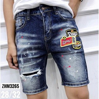 hàng y hình 100%_quần short jean nam xanh wach trắng thêu logo hàng shop