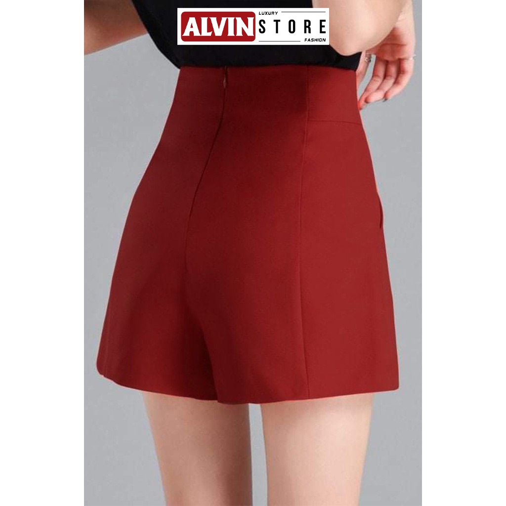 Quần Short Đùi Nữ Cạp Cao Dây Kéo Sau Mặc Đi Chơi Sang Đẹp Alvin Store 11004