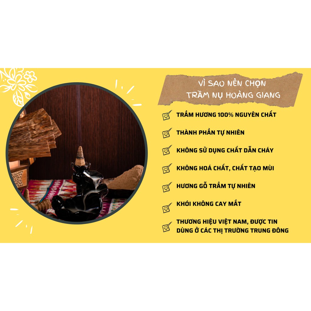 Trầm nụ Hoàng Giang - Không chứa hoá chất, hương gỗ trầm tự nhiên, dùng với thác khói trầm hương - hộp 24 nụ | BigBuy360 - bigbuy360.vn