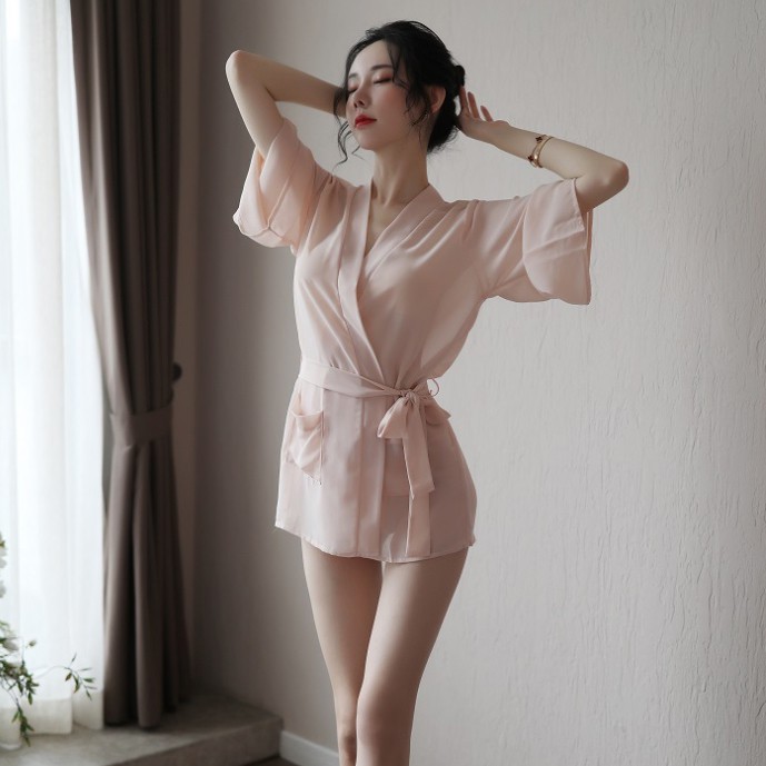 [Che tên] Đồ ngủ Sexy kiểu áo sơ mi che quần quyến rũ - Màu da