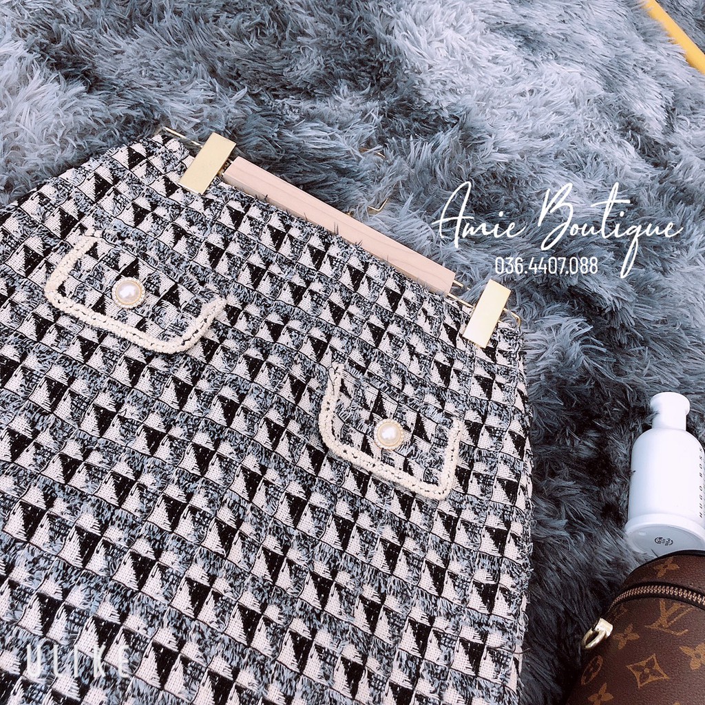 Chân váy dạ kẻ ô cao cấp.Chân váy túi nắp viền ren khuy ngọc cực sang chảnh. | BigBuy360 - bigbuy360.vn