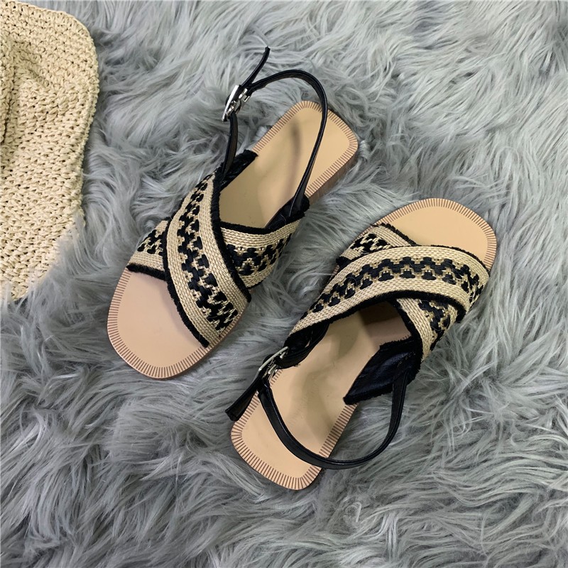 [order] giày sandal cói thổ cẩm bệch xuất khẩu mẫu mới 2021