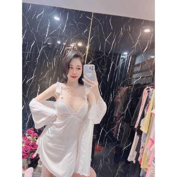 Set ngủ lụa hàng cao cấp có đệm ngực Lei01