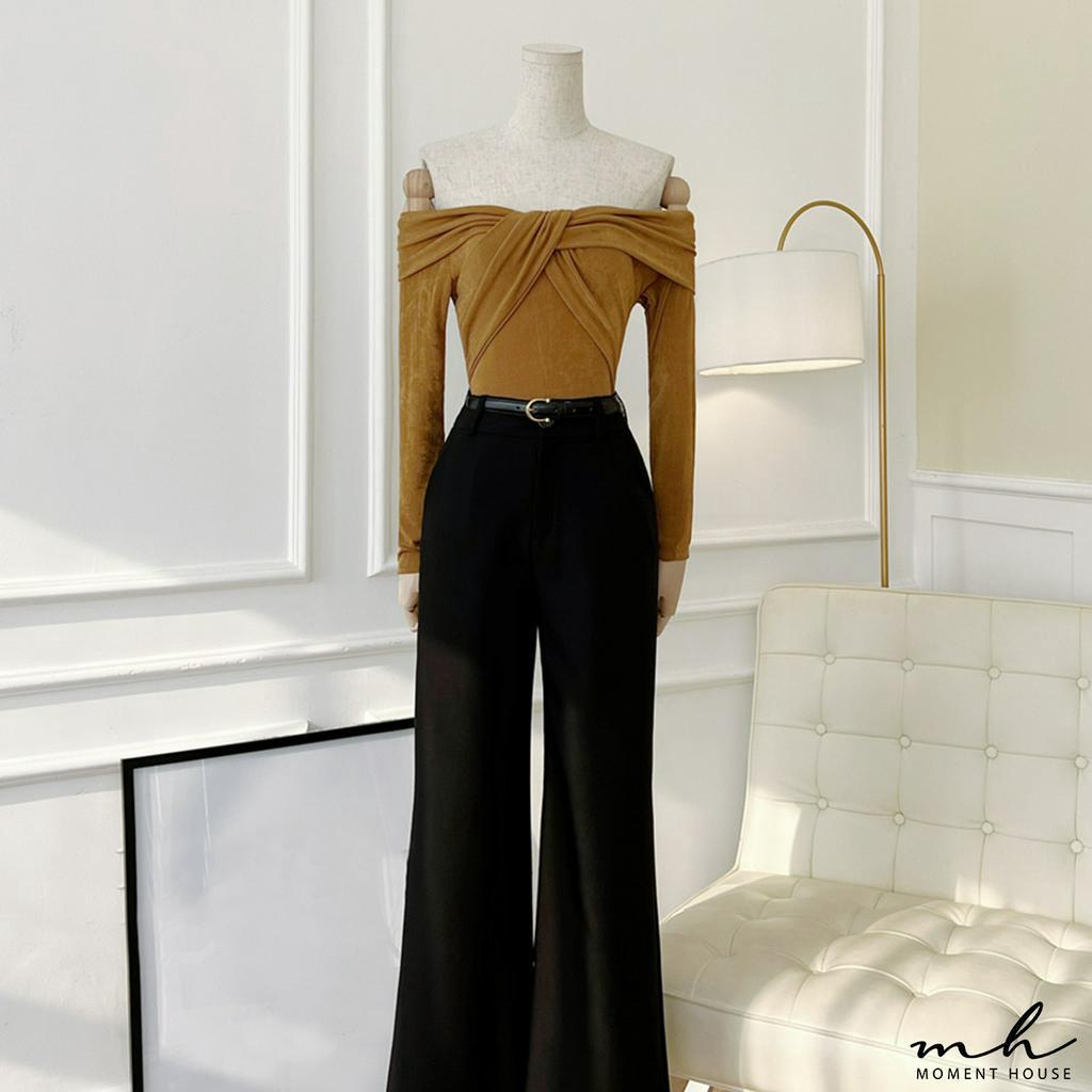 ÁO THUN TD TRỄ VAI - NÂU,  Chất thun dệt kim ôm sát người, để lộ body chuẩn