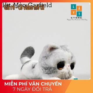 [Có Video Hướng Dẫn] Bộ Len Chọc Làm Mèo Garfield - Needle Felting Cat - Handmade, diys