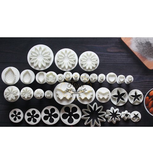 Bộ cutter hoa lá 33 món nhấn bánh cookies, trang trí bánh