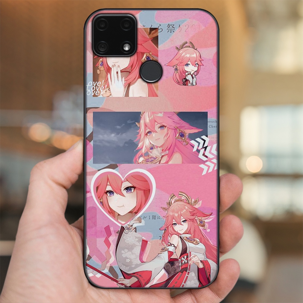 Ốp lưng Realme C25 viền đen in hình Yae Miko Genshin Impact