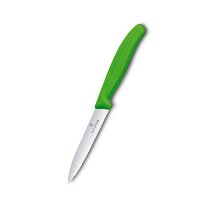 Dao bếp Victorinox Swiss Classic Paring Knife xanh lá 10cm 6.7736.L4 (pointed tip, wavy edge)