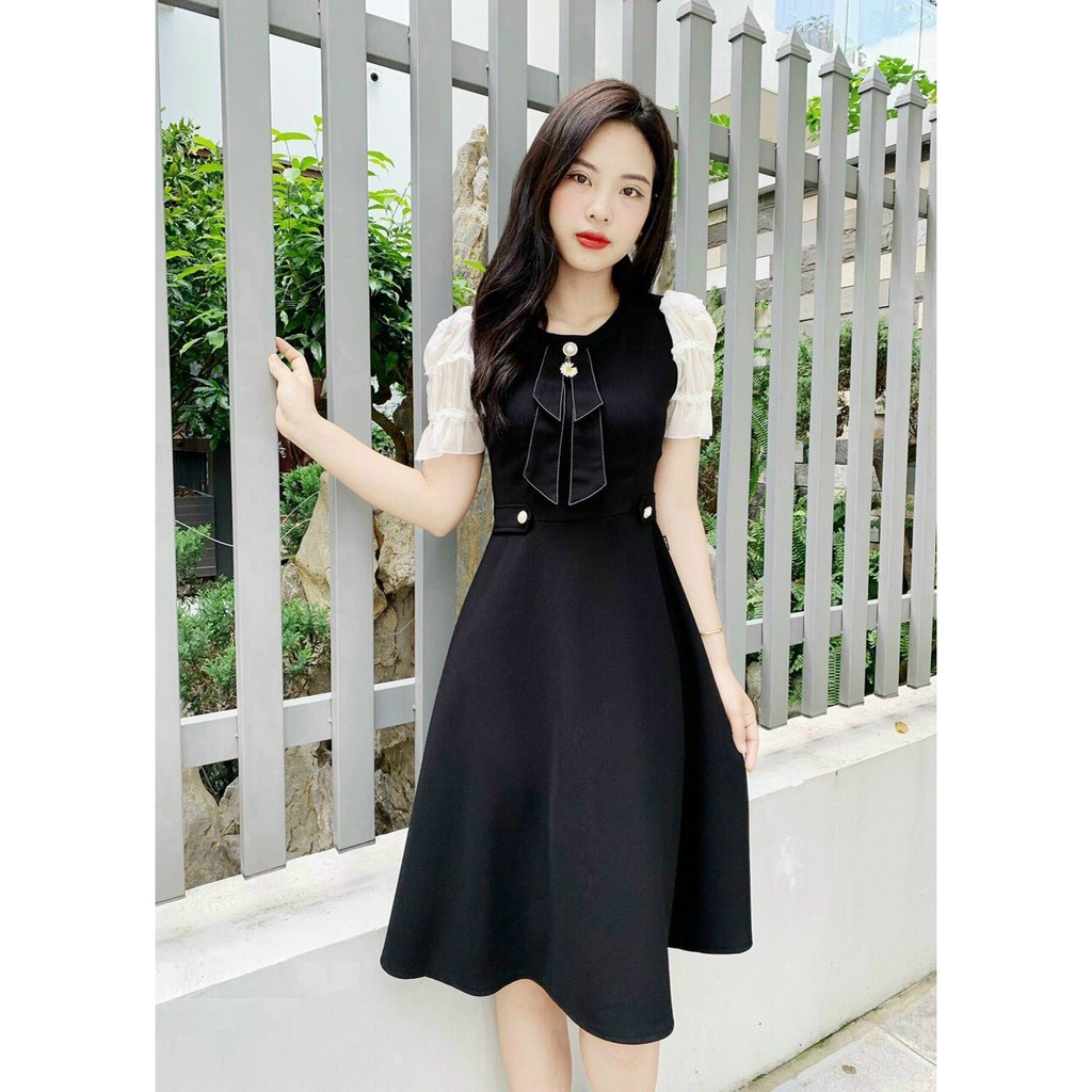 [Đầm Mới] Đầm Xòe Dự Tiệc Nơ Ngực Cao Cấp | BigBuy360 - bigbuy360.vn