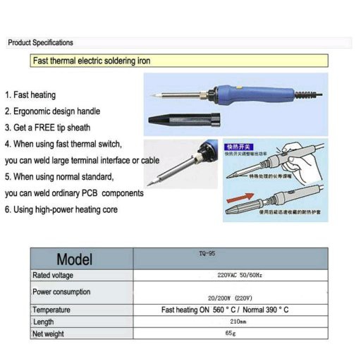 Mỏ Hàn Goot Tq-95 20-200 Wat Có Nút Tản Nhiệt Nhanh 20-200w Tq95