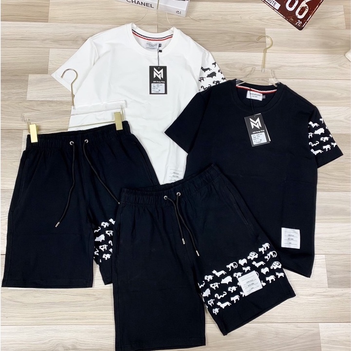 Bộ Quần Áo Thom Họa Tiết Thêu Dog - Đồ Bộ Thể Thao Thome Browne Nam Chất Cotton Mát Mịn DT STORE MENWEAR