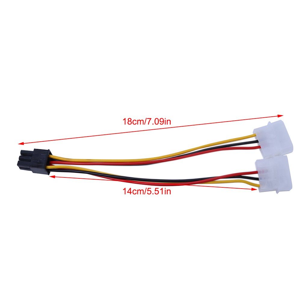 Bộ 10 dây cáp nối 2 cổng Molex 4-Pin sang 1 PCI-E 6-pin