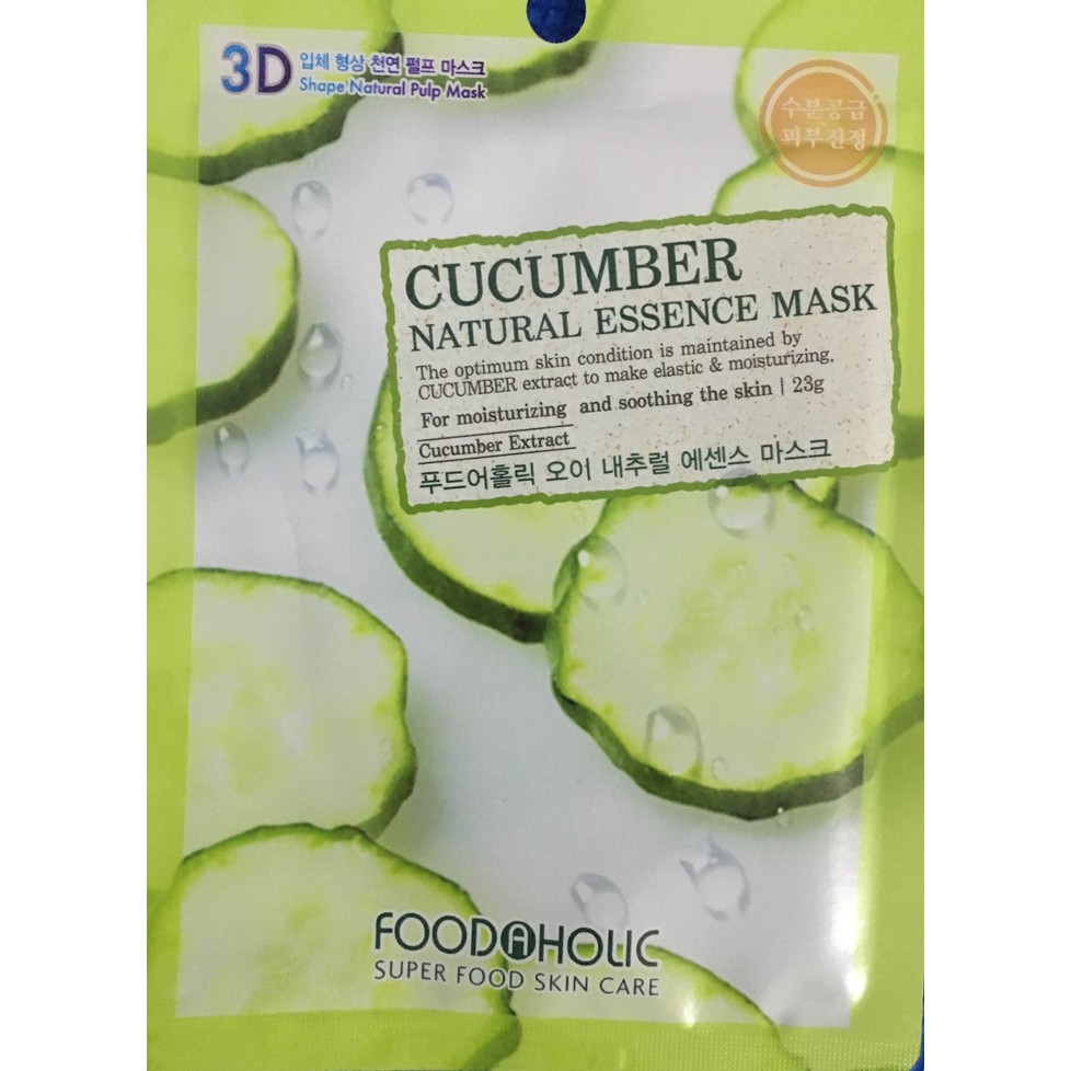 Mặt Nạ 3D Cucumber Natural Essence Mask (Dưa Chuột, Cà Chua, Mật Ong, Collagen)