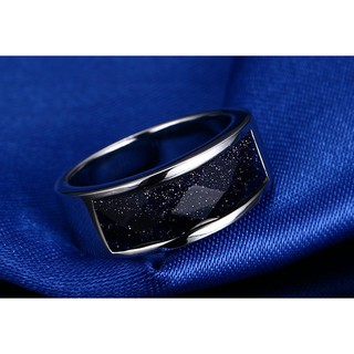 Nhẫn Đá Đen Dài Titanium không đen rỉ