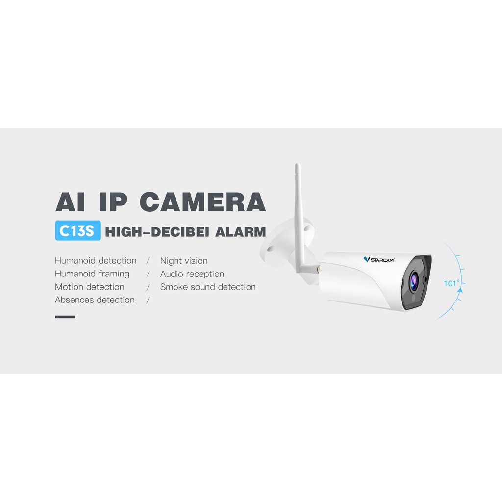 Camera Wifi IP ngoài trời C13S VStarcam 1080p 2MB, Báo Động, Chống nước (Bảo Hành 2 Năm) + TẶNG KÈM THẺ NHỚ 64GB