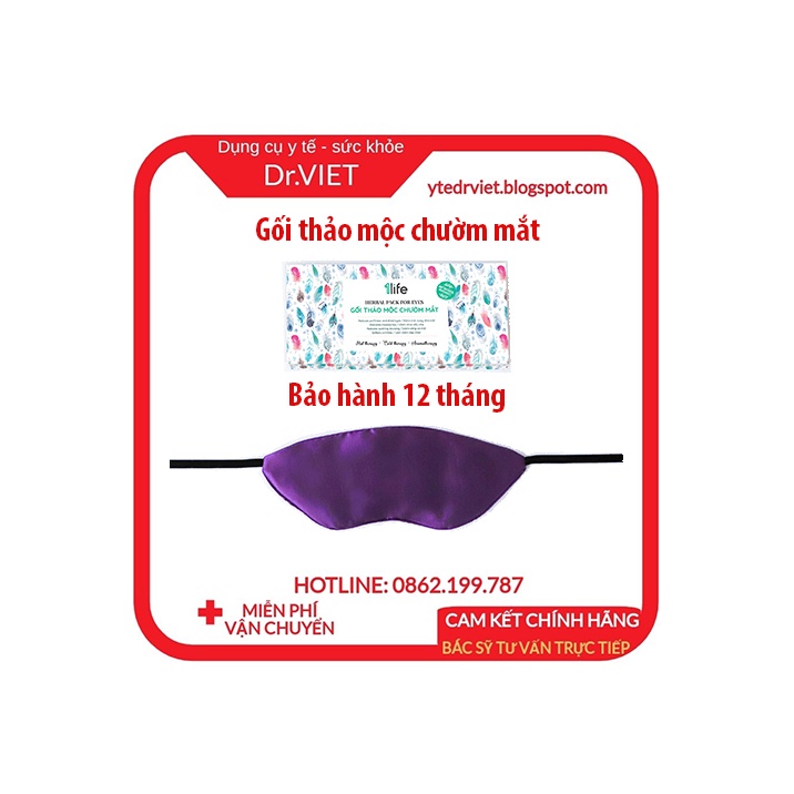 Gối thảo mộc chườm mắt 1LIFE giảm mỏi, sưng cơ mắt, giảm nhức, đầu, giảm căng cơ mắt, làm giảm nếp nhăn. Giúp ngủ sâu