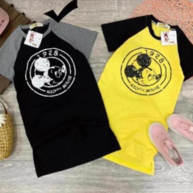 Váy đầm bé gái [đầm đôi mẹ và bé siêu xinh] Đầm suông raglan Mickey cho mẹ và bé