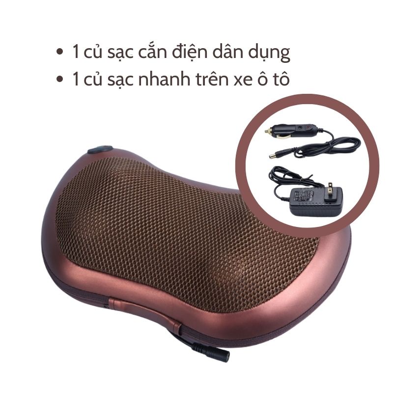 Gối massage hồng ngoại JIASHI mát xa cổ vai gáy công nghệ Nhật Bản 12 đầu bi 2 nút bấm cao cấp GMD01