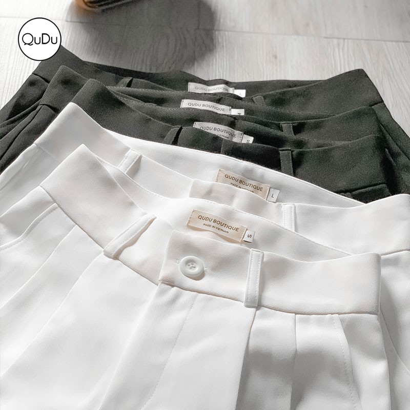 💞Best Seller QuDu🔥Quần Tây Nữ Lưng Cao Ống Rộng, Dáng Suông Dài Vải Tuyết Mưa Màu Đen Hàng Thiết Kế Việt Nam | BigBuy360 - bigbuy360.vn