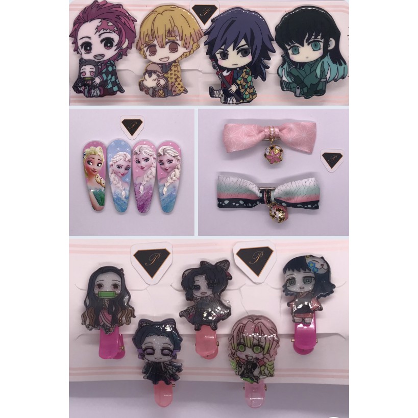OtakuTPstore Kẹp tóc anime hoạt hình Elsa Nezuko Kimetsu no Yaiba Demon Slayer Thanh gươm diệt quỷ