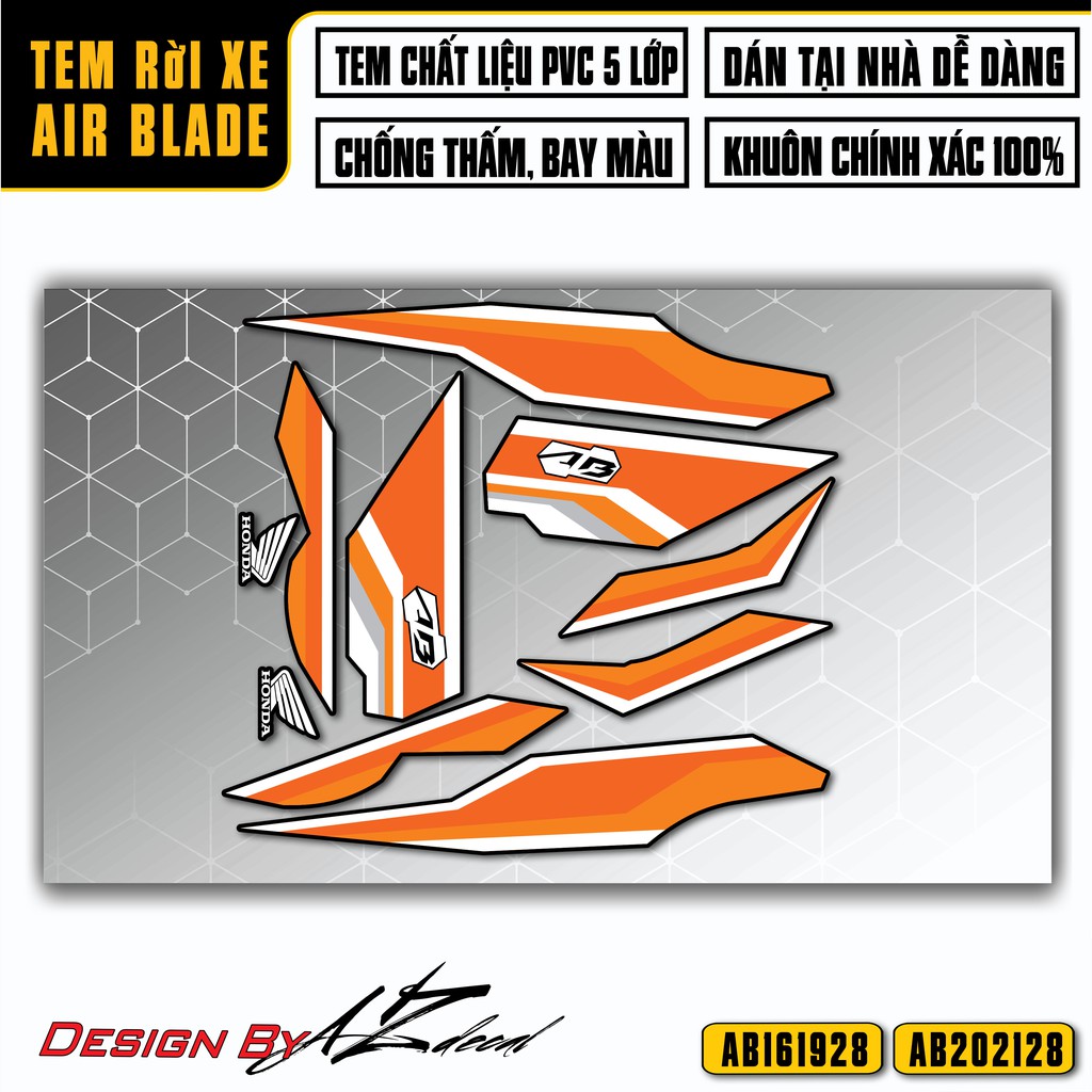 Tem Chế Xe AB Đẹp Dễ Dán | AB28 | Chất Liệu Decal Rời PVC Cán Màng Chống Nước, Chống Phai Màu