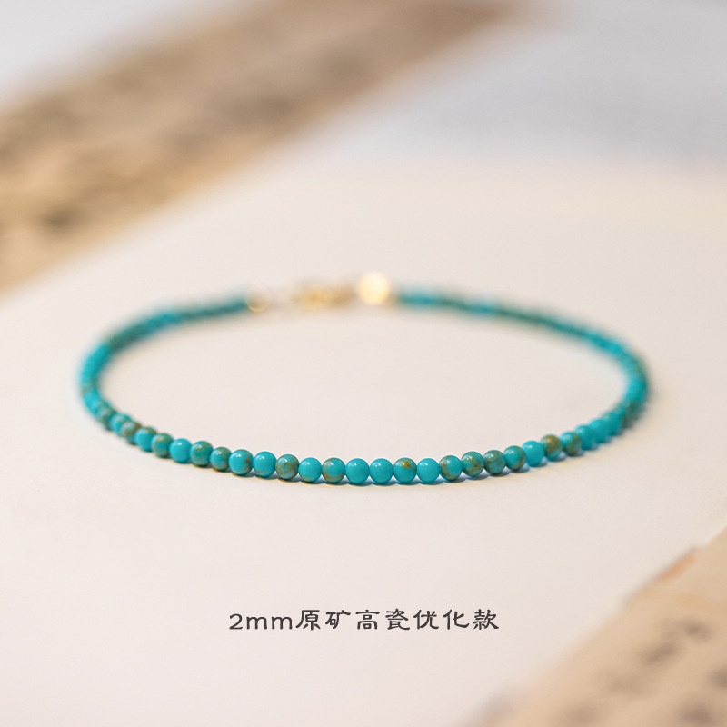 [Hàng Mới Về] Vòng Đeo Tay Chuỗi Hạt Ngọc Lam Tròn Nhỏ Tươi Mới Thời Trang Xuân Hè Cho Nữ