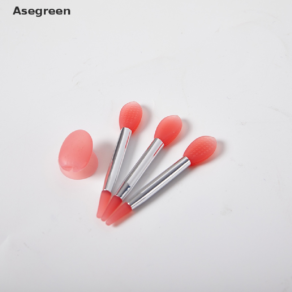 [Hàng mới về] Set 3 cọ tán son dưỡng môi đắp mặt nạ môi silicone có nắp đậy cốc hút chống bụi bẩn