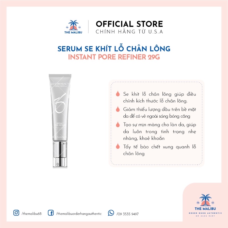 (Liên hệ trước khi đặt) SERUM SE KHÍT LỖ CHÂN LÔNG Z.O INSTANT PORE REFINER [ Hàng order từ 4-5 tuần ]