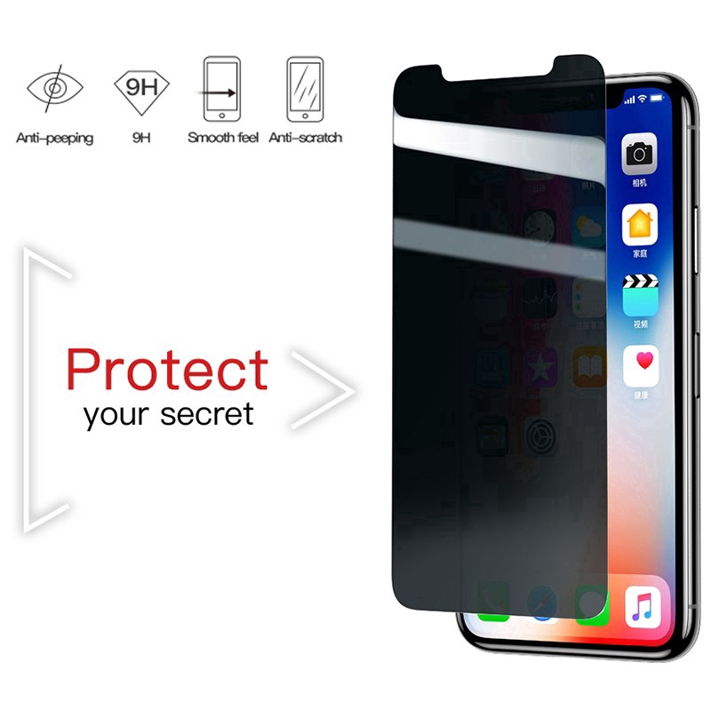 Kính Cường Lực BASEUS Bảo Vệ Màn Hình Điện Thoại Chống Nhìn Trộm Cho Iphone XS Max XR 7 8 Plus