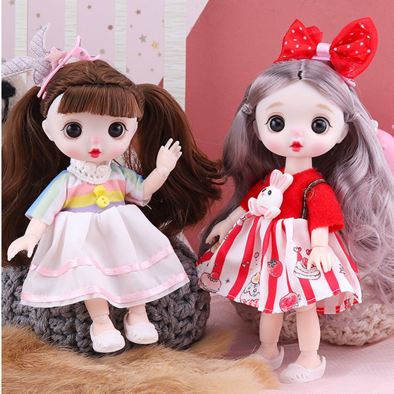 Búp Bê Khớp Động Mắt 3D Mini 16cm 13Cm Có Thể Di Chuyển DIY